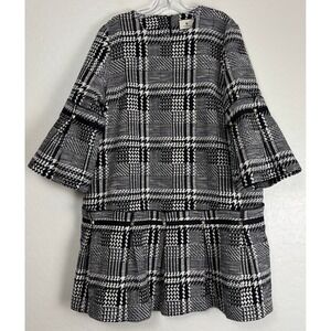 Tuckernuck Kennedy Black White Check Bell Sleeve Drop Waist Dress XL 2068